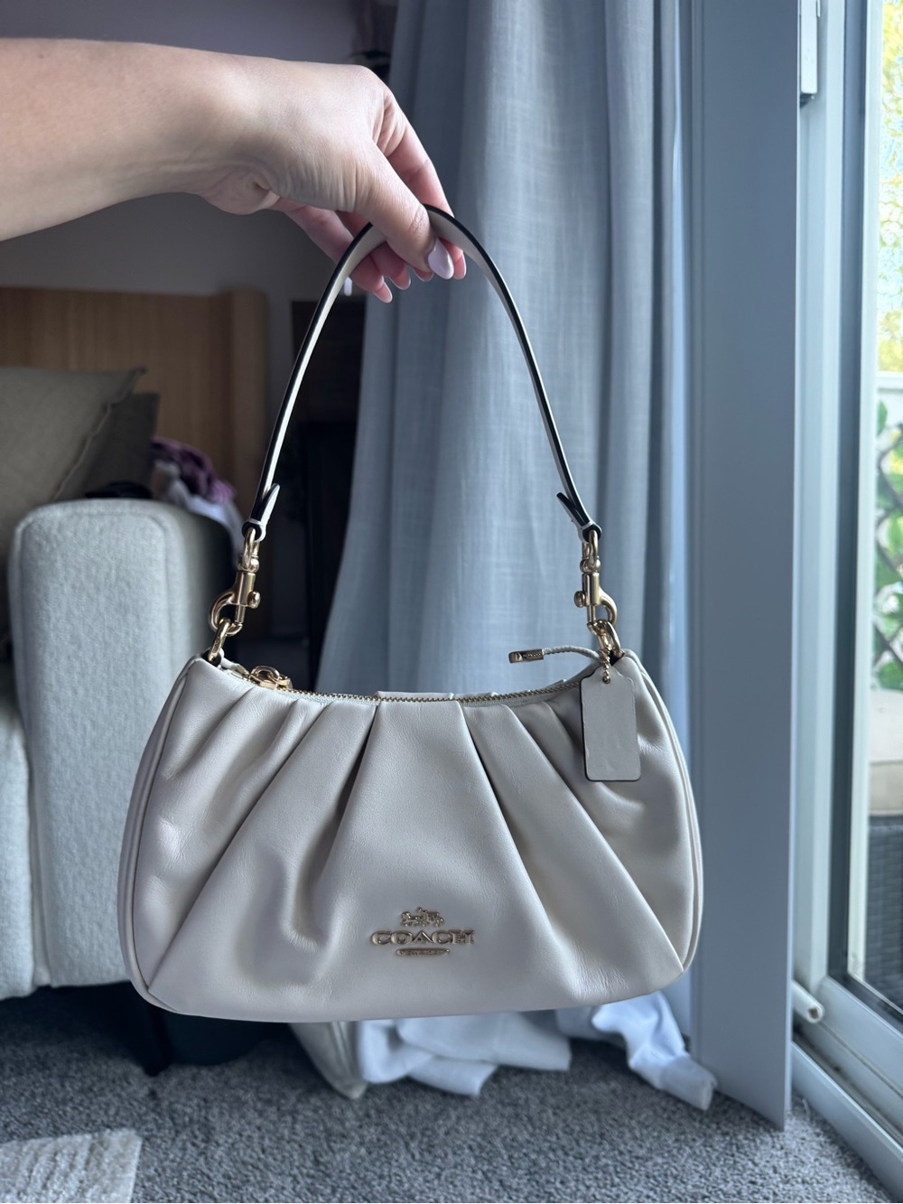 Coach Cream Mini Shoulder Bag with Gold Hardware